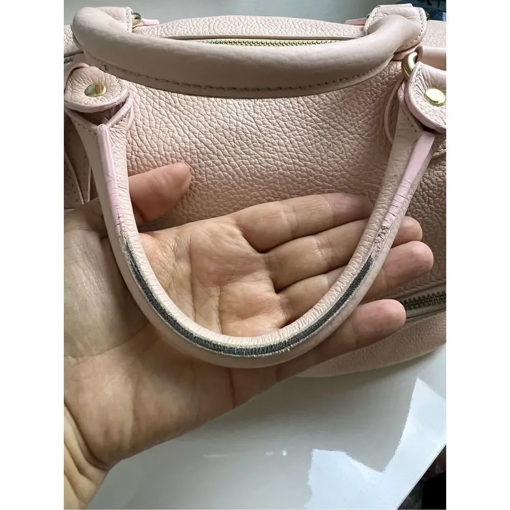 VERSACE COLLECTION Pebbled Leather Pink Handle Bag